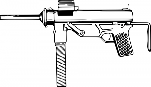 Vintage Machine Gun coloring page image