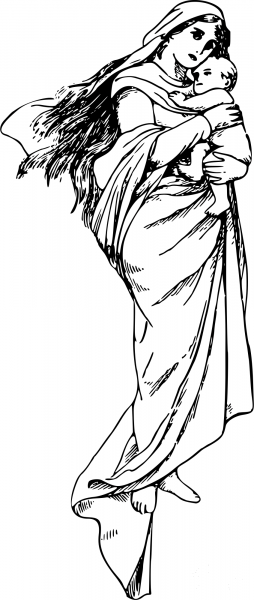 Vintage Madonna and Child coloring page image