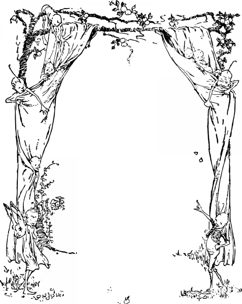 Vintage Magical Forest Frame coloring page image