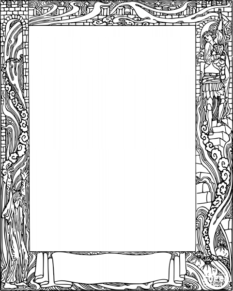 Vintage Maideninthetower Frame coloring page image