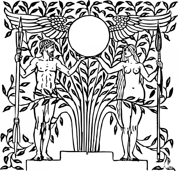 Vintage Man and Woman Design coloring page image