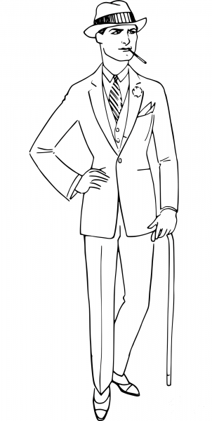 Vintage Man in a White Suit coloring page image