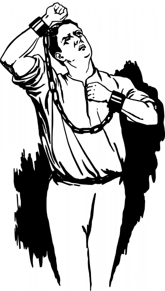 Vintage Man in Chains coloring page image