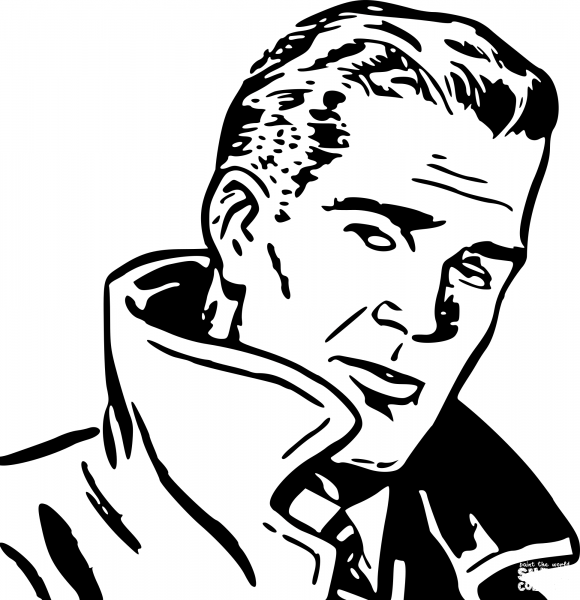 Vintage Man in Coat coloring page image
