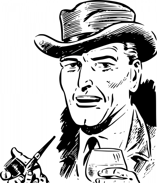 Vintage Man in Hat with Pipe coloring page image