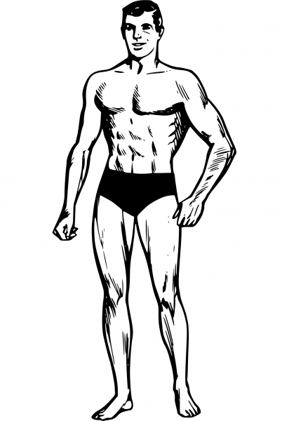 Vintage Man in Swimming Trunks coloring page image