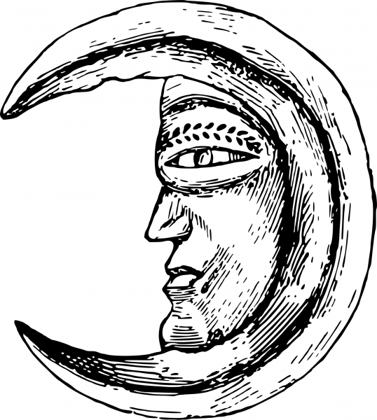 Vintage Man in the Moon coloring page image