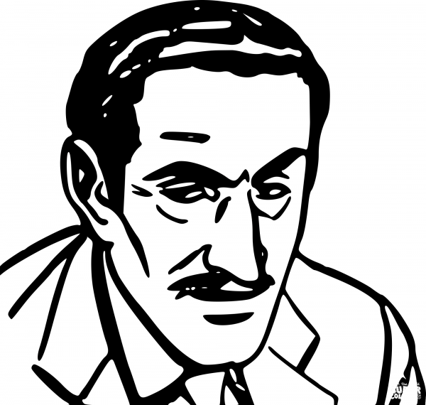 Vintage Man in Thin Moustache coloring page image