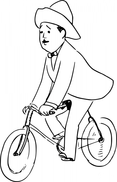 Vintage Man on a Bike coloring page image