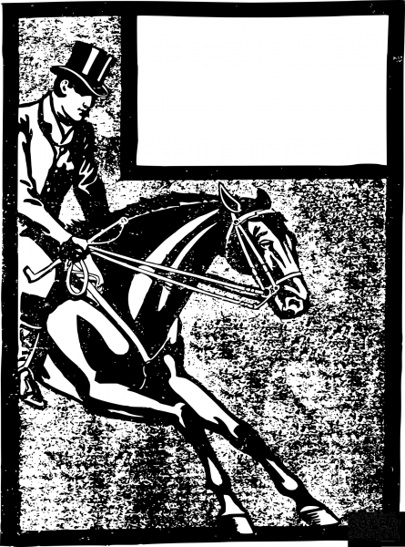 Vintage Man on Horse Frame coloring page image