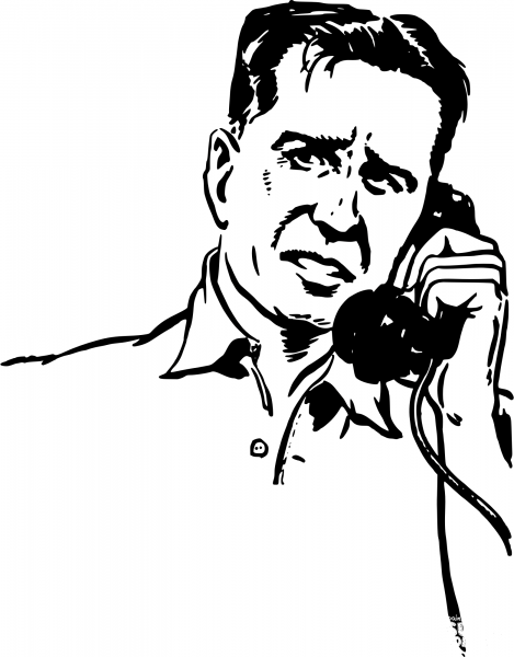 Vintage Man on the Phone coloring page image