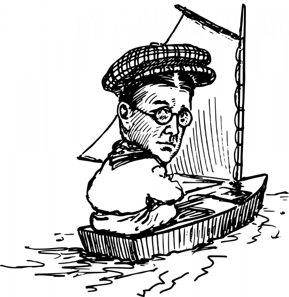 Vintage Man Sailing Cartoon coloring page image