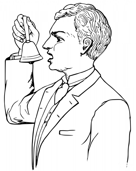 Vintage Man Screams at Bell coloring page image