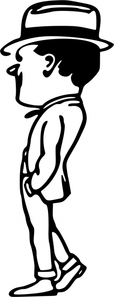 Vintage Man Walking coloring page image