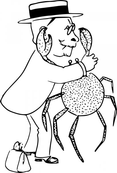 Vintage Man with a Crab coloring page image