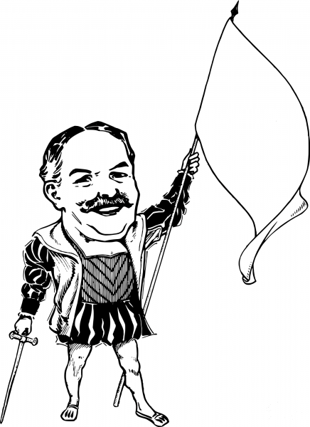 Vintage Man with a Flag coloring page image