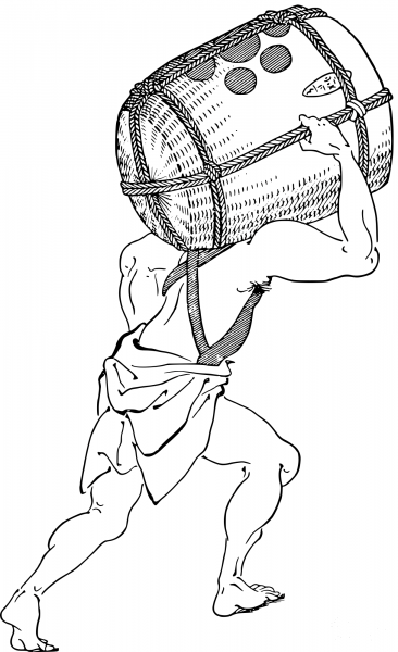 Vintage Man with a Heavy Load coloring page image