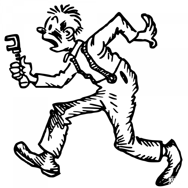 Vintage Man with a Wrench coloring page image