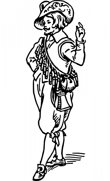 Vintage Man with Bandoleer coloring page image