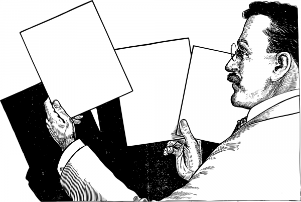 Vintage Man with Blank Pages coloring page image