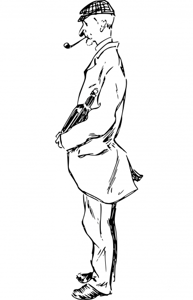 Vintage Man with Bottle coloring page image