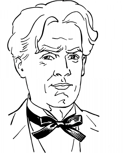 Vintage Man with Bow Tie coloring page image