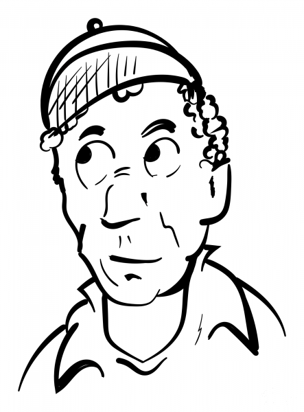 Vintage Man with Cap Bw coloring page image