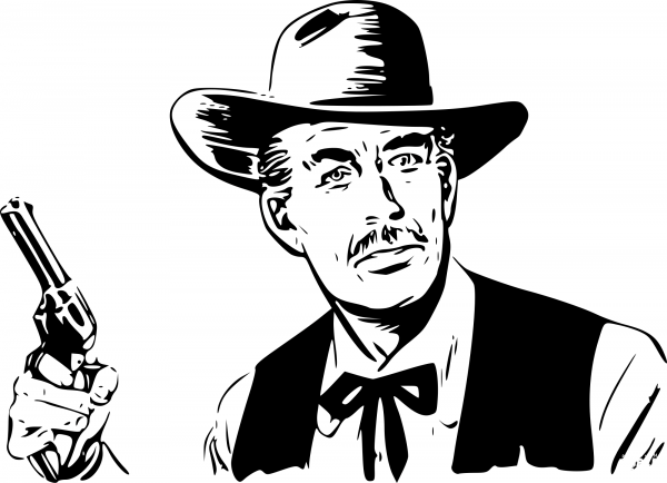 Vintage Man with Gun coloring page image