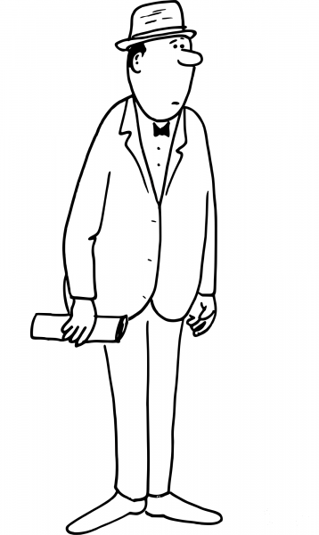 Vintage Man with Newspaper coloring page image
