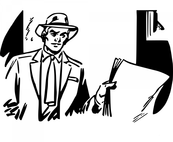 Vintage Man with Newspaper coloring page image