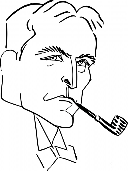 Vintage Man with Pipe coloring page image