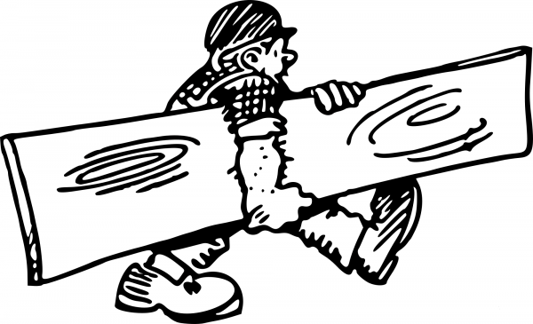 Vintage Man with Plank coloring page image