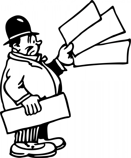 Vintage Man with Signs coloring page image