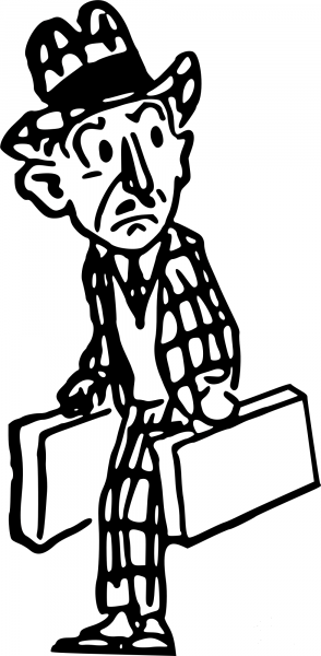 Vintage Man with Suitcases coloring page image