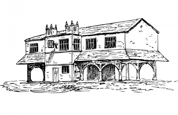 Vintage Market House coloring page image