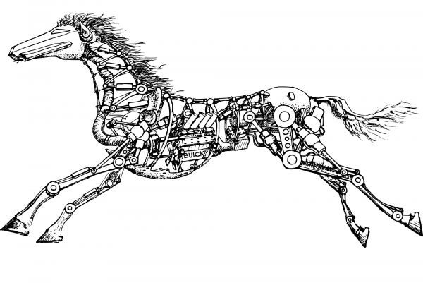 Vintage Mechhorse coloring page image