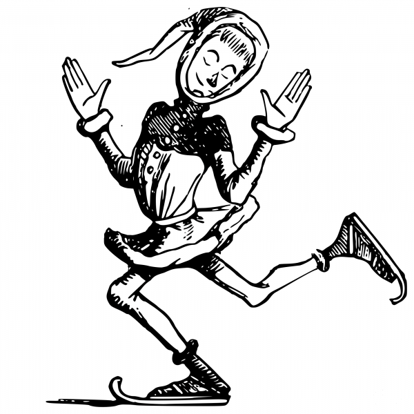 Vintage Medieval Skating Cleaned coloring page image