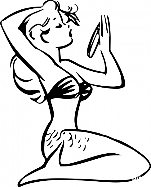 Vintage Mermaid coloring page image