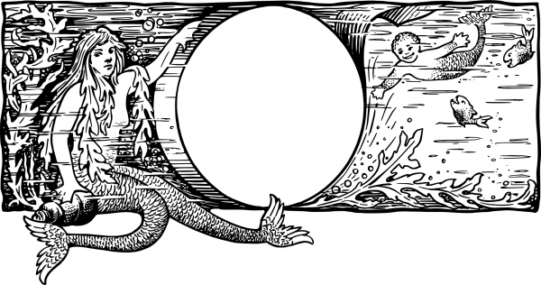 Vintage Mermaid Frame coloring page image