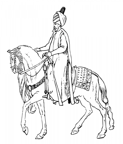 Vintage Middle Eastern Guy coloring page image