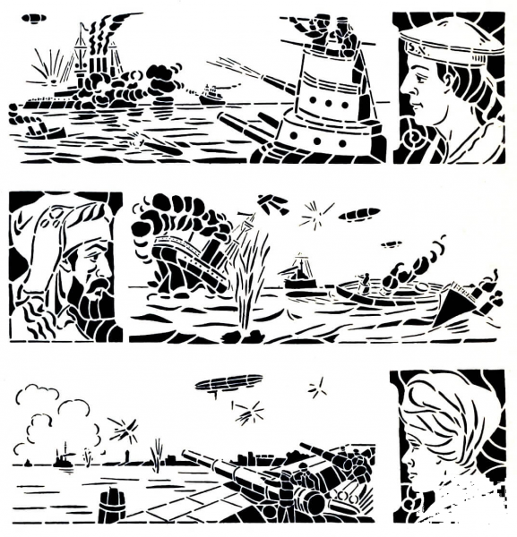 Vintage Military Scenes  coloring page image