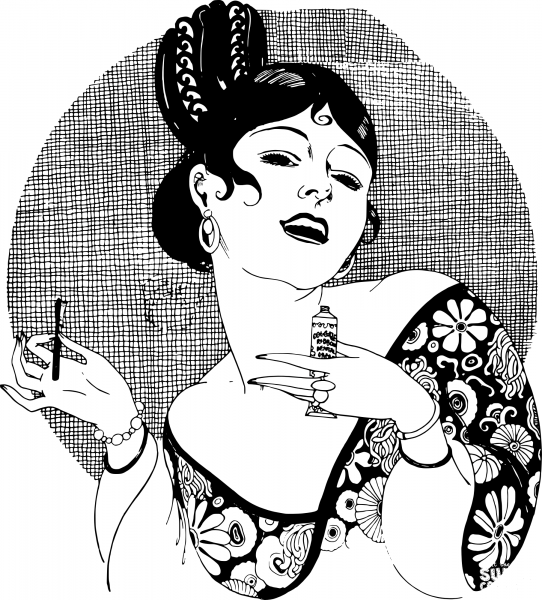 Vintage Mini Toothbrush Lady coloring page image