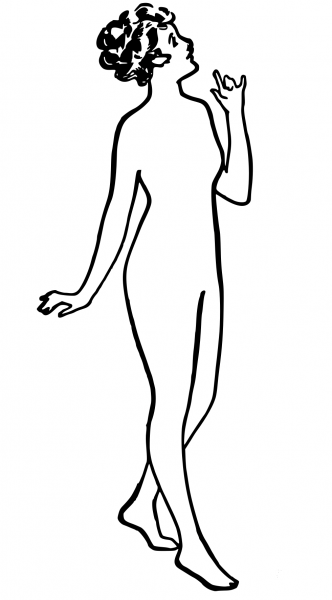 Vintage Modest Nude Woman coloring page image