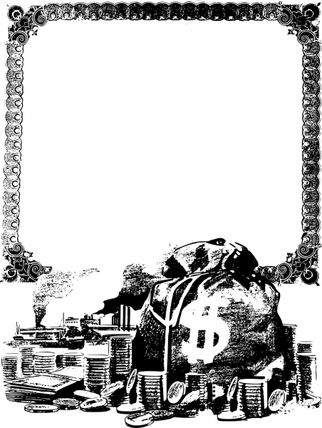 Vintage Money Bags Frame coloring page image