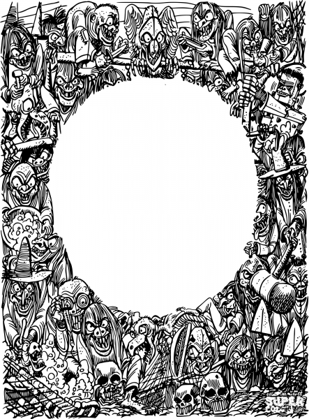 Vintage Monster Frame coloring page image