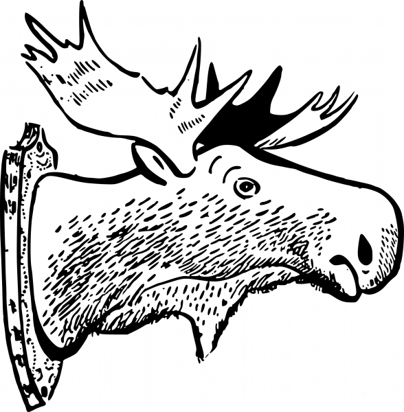 Vintage Moose Head coloring page image