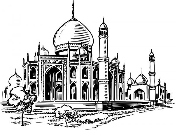 Vintage Mosque coloring page image