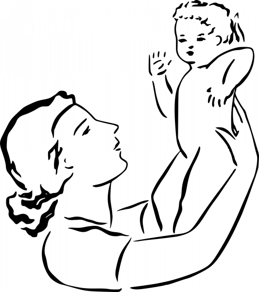 Vintage Mother Holds Baby coloring page image