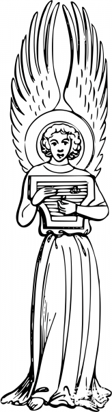 Vintage Musical Angel coloring page image