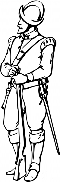 Vintage Musketeer coloring page image